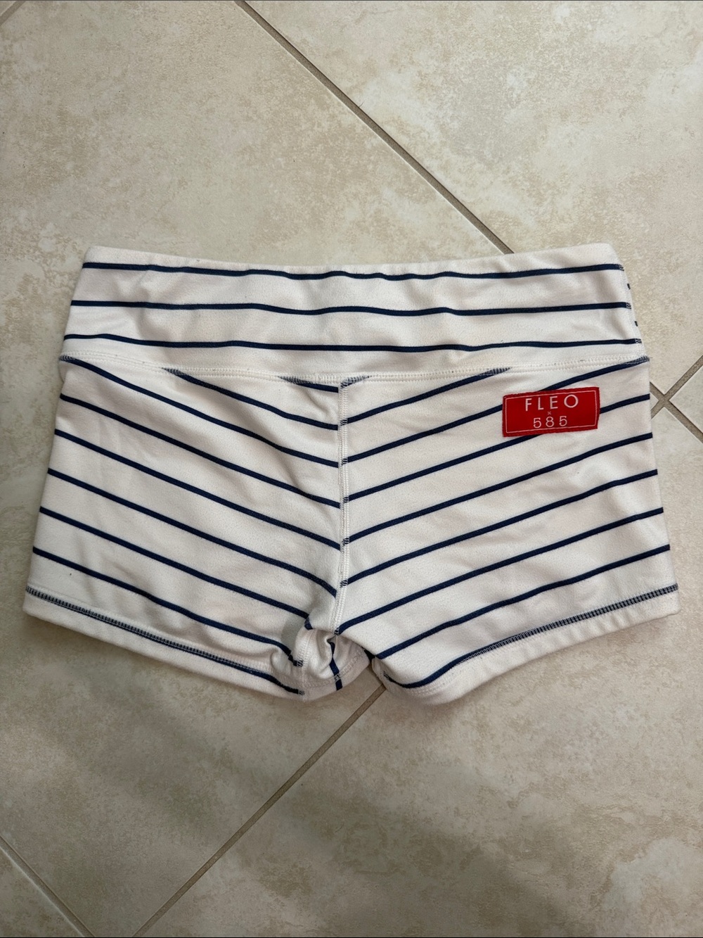 Fleo White and Navy Striped Women's Bike Shorts